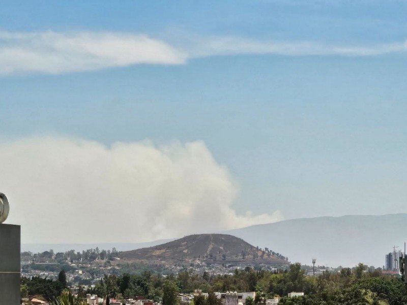 Combaten incendio forestal en el Cerro Viejo de Tlajomulco